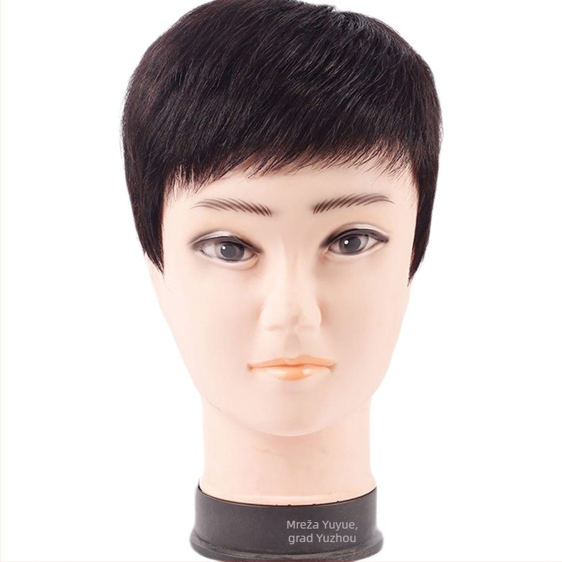 Muška perika, kratka kosa, čelični klipovi, teksturirani glačani izgled, ljudska kosa, nije dopušteno perm ili boja