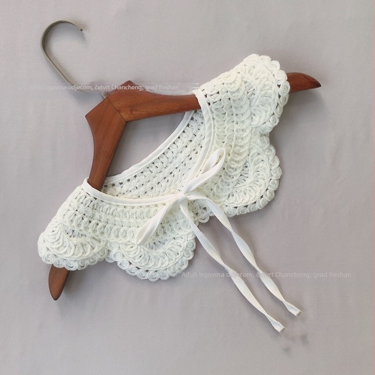 Korejskog stila pleteni dekorativni ovratnik s cvjetnim uzorkom, vunena podstava, šal-dodatak za jesen 2023