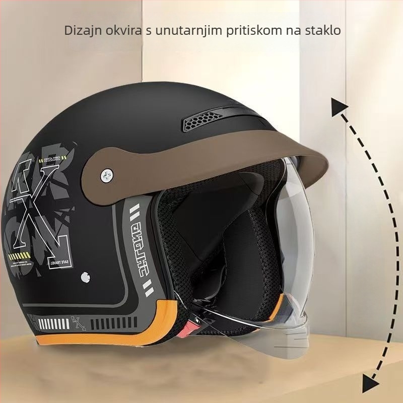 3/4 kaciga za električna vozila i motocikle, ABS, sve sezone, ugrađeno anti-fog ogledalo, potvrda Gb811-2022b