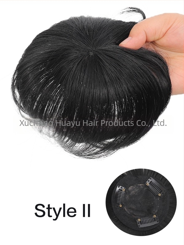 Muška perika za prekrivanje sijede kose na vrhu glave — marka Oser, model: Hair replacement patch on top of head, materijal: domaći svila, mehanizam pričvršivanja (klipsa), dodaje volumen