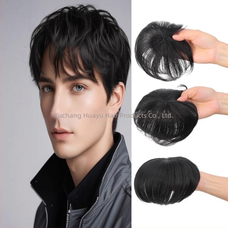 Muška perika za prekrivanje sijede kose na vrhu glave — marka Oser, model: Hair replacement patch on top of head, materijal: domaći svila, mehanizam pričvršivanja (klipsa), dodaje volumen