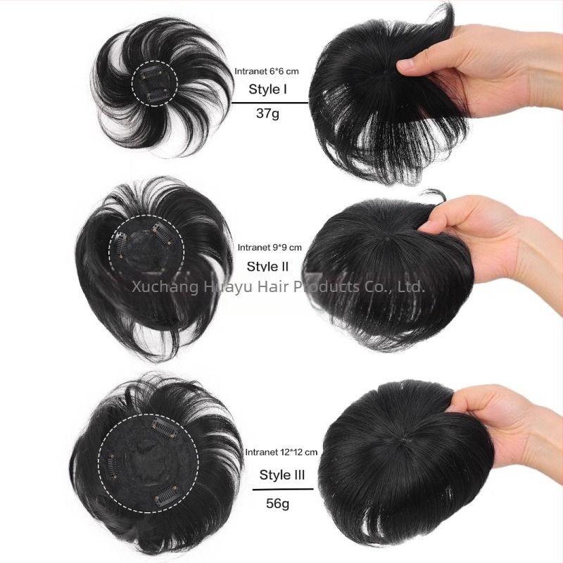Muška perika za prekrivanje sijede kose na vrhu glave — marka Oser, model: Hair replacement patch on top of head, materijal: domaći svila, mehanizam pričvršivanja (klipsa), dodaje volumen