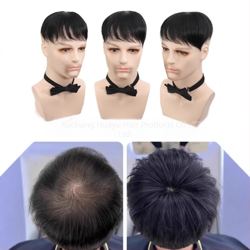 Muška perika za prekrivanje sijede kose na vrhu glave — marka Oser, model: Hair replacement patch on top of head, materijal: domaći svila, mehanizam pričvršivanja (klipsa), dodaje volumen