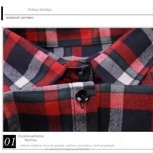 Pamuk karirani dekorativni lažni ovratnik za košulje – širina 35, podstava od pamuka, stil Fashion Joker