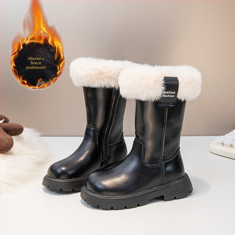 Čizme za djevojčice (Gornji materijal: sintetička koža; Podstava: fleece; Visok gležanj; Peta: guma; Stil: korejski stil)