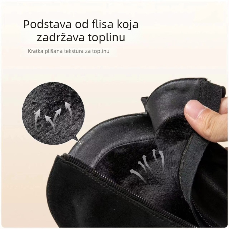 Dječje zimske čizme za djevojčice iznad koljena, dugi čizmi s flisom, gornji dio od mikrovlaknaste kože, bočni zatvarač, visok kroj, jednobojne