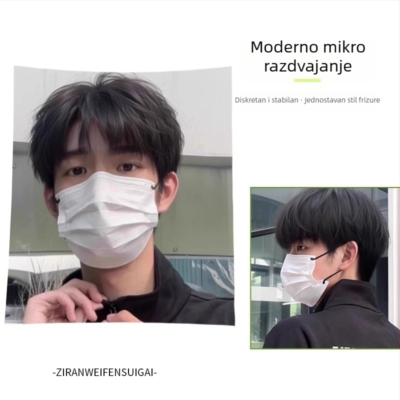 Muška kompletna perika u korejskom stilu za svakodnevnu upotrebu, ručno tkanje, kratka kosa, prava ljudska kosa, može se bojiti ili uvijati