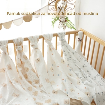 Ručnik za uvijanje za bebu – prozračan, 100% pamuk, dvostruko sloj gaze