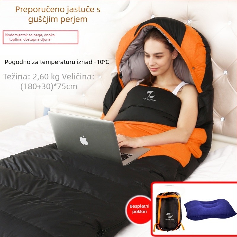 Spavaća vreća, kuvertni oblik, punilo od puh-pamučne smjese, podstava 210T pongee, tkanina 210T ripstop karirani uzorak