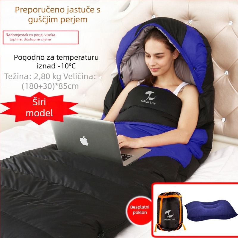 Spavaća vreća, kuvertni oblik, punilo od puh-pamučne smjese, podstava 210T pongee, tkanina 210T ripstop karirani uzorak