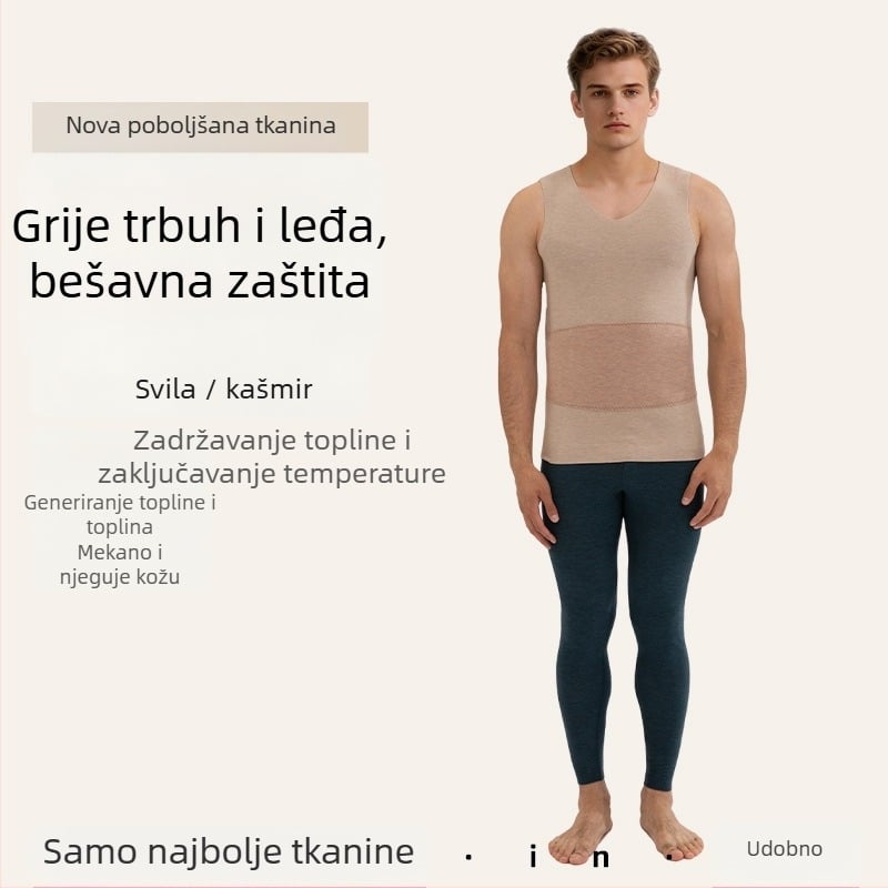 Muški termalni set od kašmira i svile, hlače s velur zakrpama, ekstra debeli zimski komad