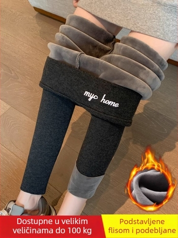 Ženske zimske tajice s fleece podstavom, debele, uski kroj, tajice za jogu s učinkom podizanja zadnjice, mješavina poliester-viskozno-spandeksa