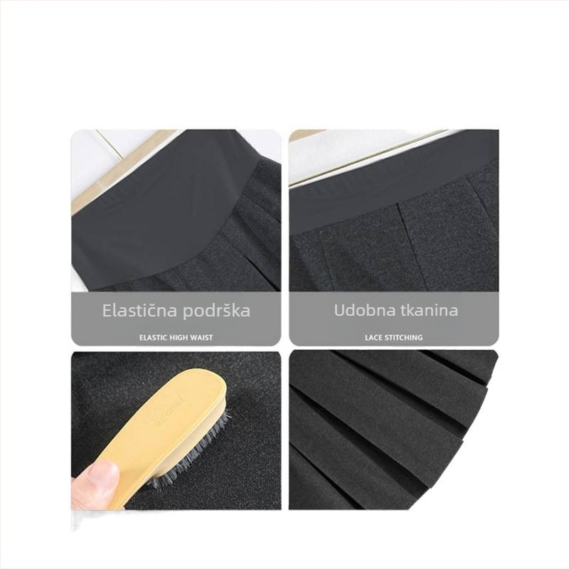 Trudnička plisirana suknja od vunene smjese, srednje duljine, jednobojna, zimski stil