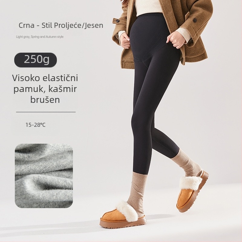 Trudničke pamukaste jogice hlače s potporom trbuha, 95% pamuk, visoka elastičnost, duljina 9/10