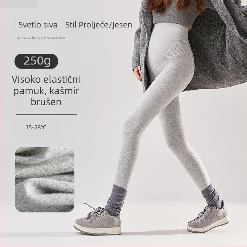 Trudničke pamukaste jogice hlače s potporom trbuha, 95% pamuk, visoka elastičnost, duljina 9/10