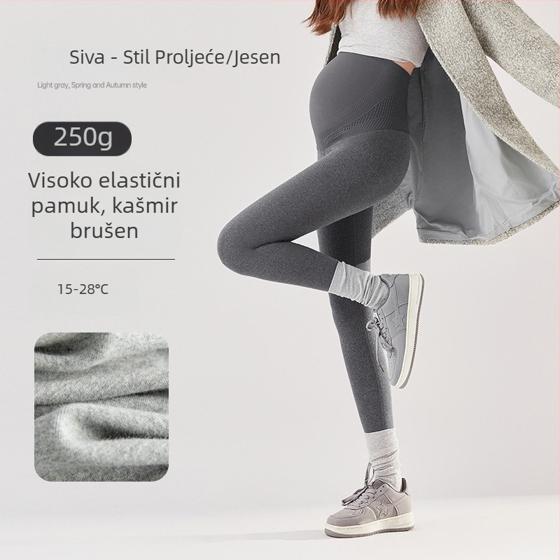 Trudničke pamukaste jogice hlače s potporom trbuha, 95% pamuk, visoka elastičnost, duljina 9/10