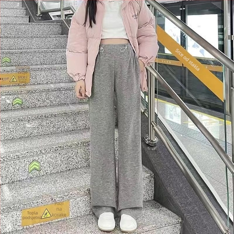 Trudničke hlače od Air Cotton tkanine za toplinu, dugački kroj, blaga elastičnost.