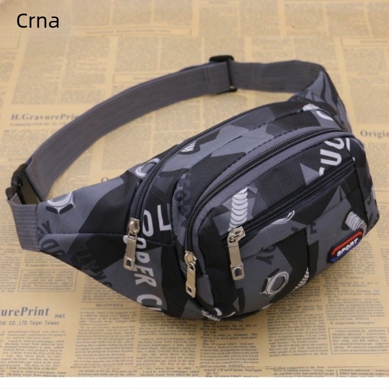 Unisex platnena torbica za pojas s velikim kapacitetom, višestruki pretinci, unutarnja džep