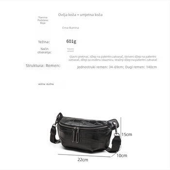 Crossbody torba • Ulični trend stil • ovčja koža + sintetička koža • zatvaranje na zip • Zima 2025