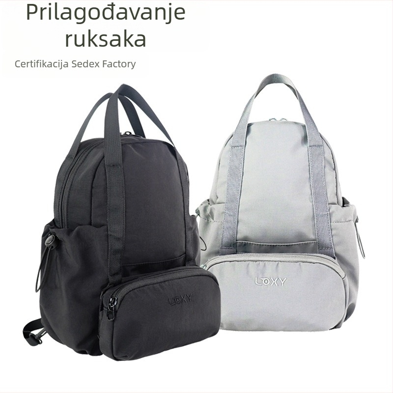 Ženski najlon ruksak u gradskom stilu, ultra lagan, dvostruka namjena crossbody i chest bag, zatvarač i unutarnji džepovi (zip džep, džep za telefon, džep za prijenosno računalo)