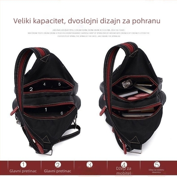 Ženski vodootporni Oxford ruksak, s funkcijom protiv krađe, zatvaranje na zip, s unutarnjim slojem i unutarnjim sandvič zip pretinacem