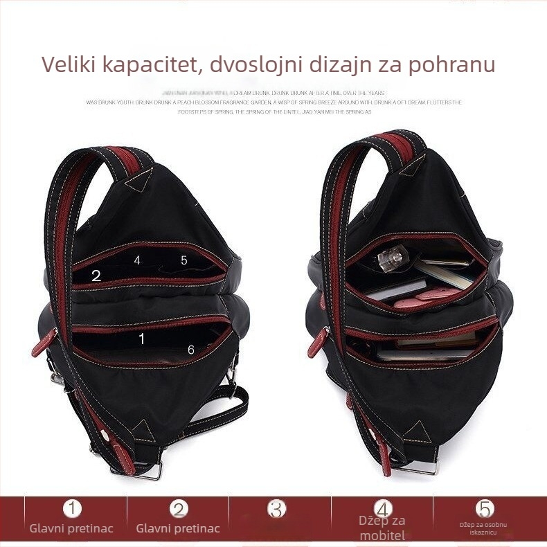Ženski vodootporni Oxford ruksak, s funkcijom protiv krađe, zatvaranje na zip, s unutarnjim slojem i unutarnjim sandvič zip pretinacem