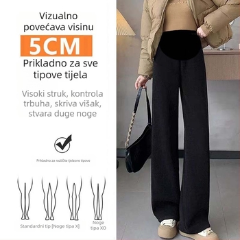 Trudničarske hlače s fleece podstavom, slobodan kroj — glavni materijal: poliester; sadržaj: 70–80%; podstava: fleece