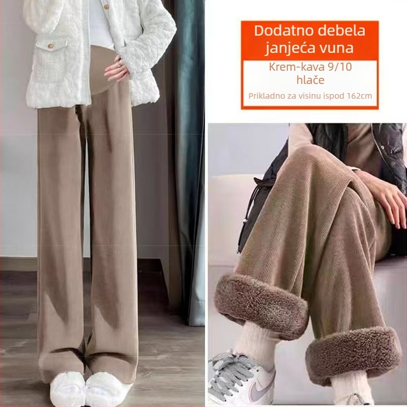 Trudničarske hlače s fleece podstavom, slobodan kroj — glavni materijal: poliester; sadržaj: 70–80%; podstava: fleece
