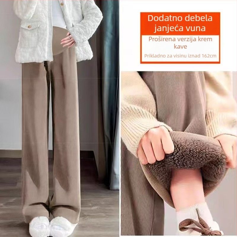 Trudničarske hlače s fleece podstavom, slobodan kroj — glavni materijal: poliester; sadržaj: 70–80%; podstava: fleece