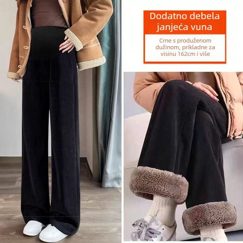 Trudničarske hlače s fleece podstavom, slobodan kroj — glavni materijal: poliester; sadržaj: 70–80%; podstava: fleece