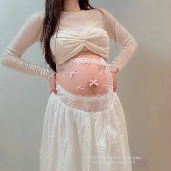 Set odjeće za trudnoću za fotosession – dugi rukavi, poliester 70-80%, midi suknja, kostim s suknjom
