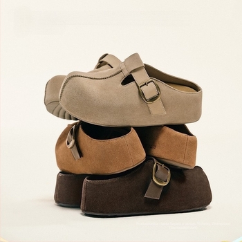 Sandale s debelim potplatom u Birkenstock stilu, Slip-On, zaobljeni nos, gornji dio: super vlakno, đon: guma, bez uloška