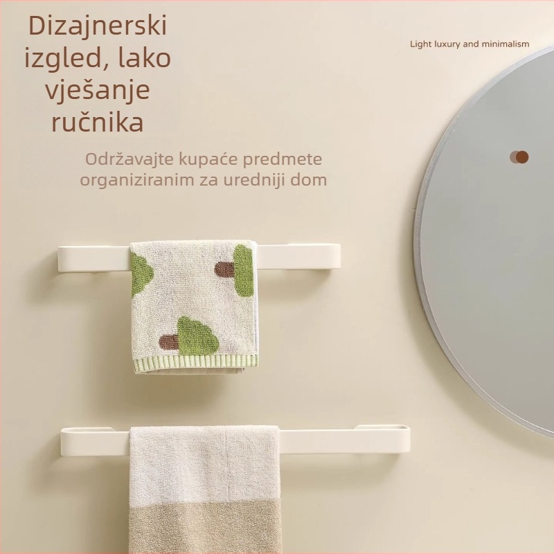 Držač za ručnike u kupaonici od aluminija visoke razine, anodiziran, moderni minimalistički stil, jednostruka konstrukcija, nosivost 5 kg