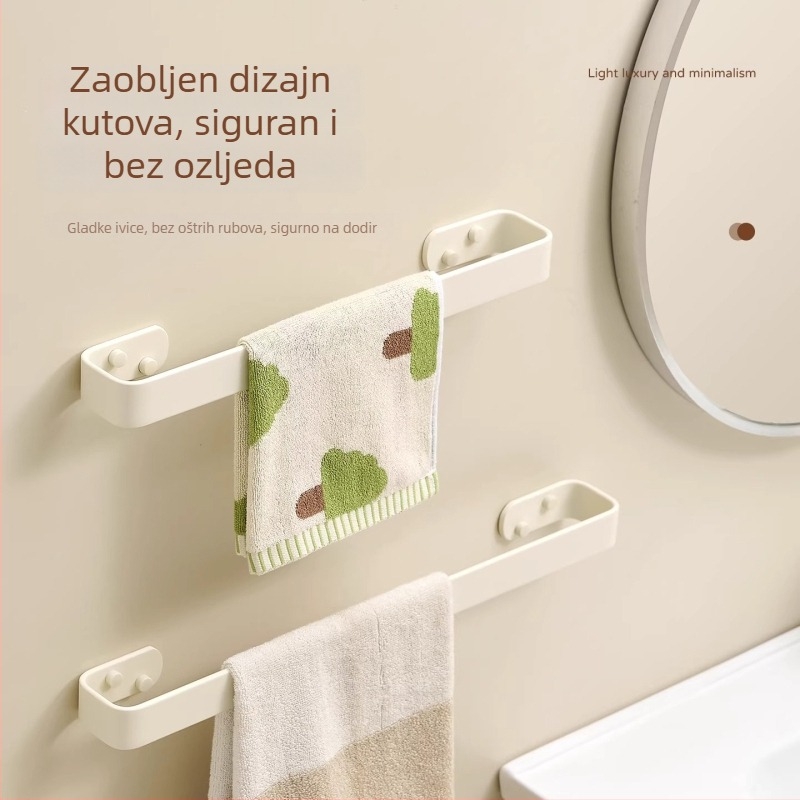 Držač za ručnike u kupaonici od aluminija visoke razine, anodiziran, moderni minimalistički stil, jednostruka konstrukcija, nosivost 5 kg