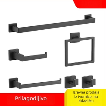 Kakashi 5-dijelni set kupaonskih komponenata od nehrđajućeg čelika s elektrostatnim premazom – moderan minimalistički stil