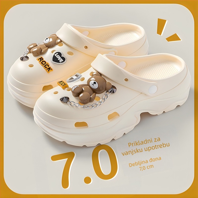 Ženske Crocs sandale s 7 cm debelim đonom, EVA, protuklizne, antibakterijske, antiodor papuče za plažu 2025