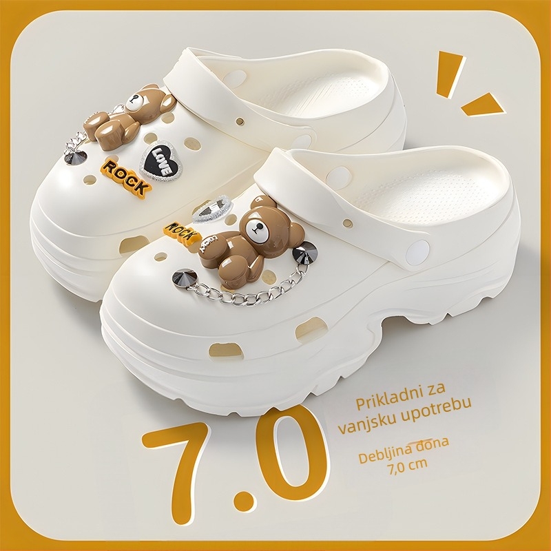 Ženske Crocs sandale s 7 cm debelim đonom, EVA, protuklizne, antibakterijske, antiodor papuče za plažu 2025
