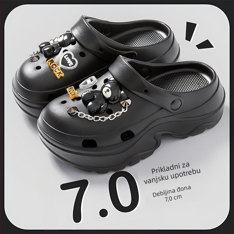Ženske Crocs sandale s 7 cm debelim đonom, EVA, protuklizne, antibakterijske, antiodor papuče za plažu 2025