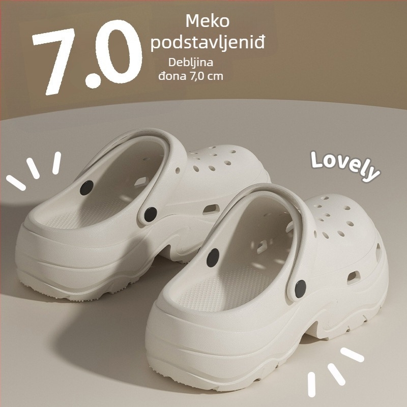 Ženske Crocs sandale s 7 cm debelim đonom, EVA, protuklizne, antibakterijske, antiodor papuče za plažu 2025