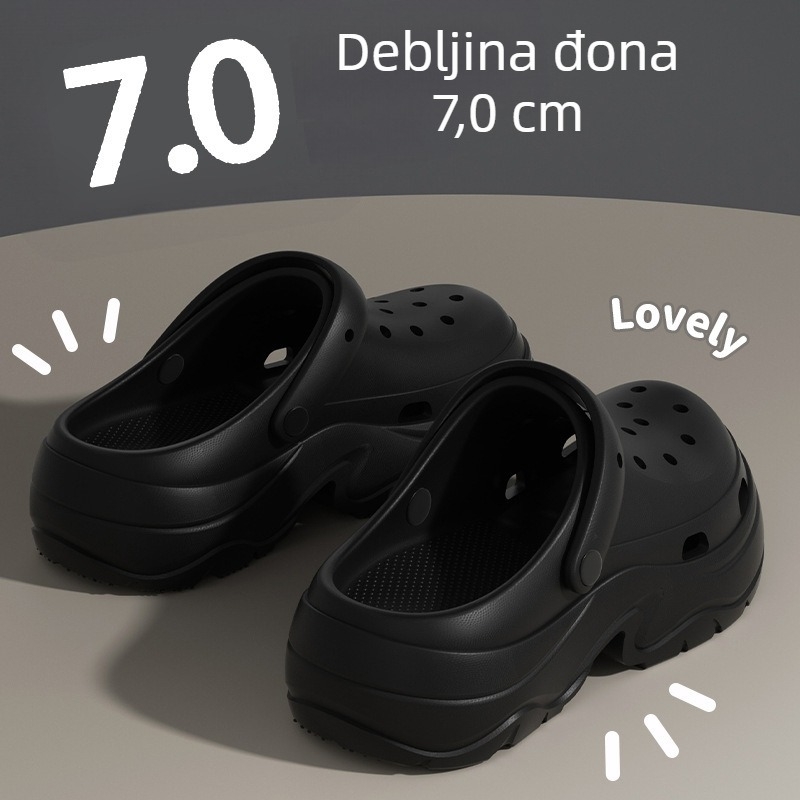 Ženske Crocs sandale s 7 cm debelim đonom, EVA, protuklizne, antibakterijske, antiodor papuče za plažu 2025