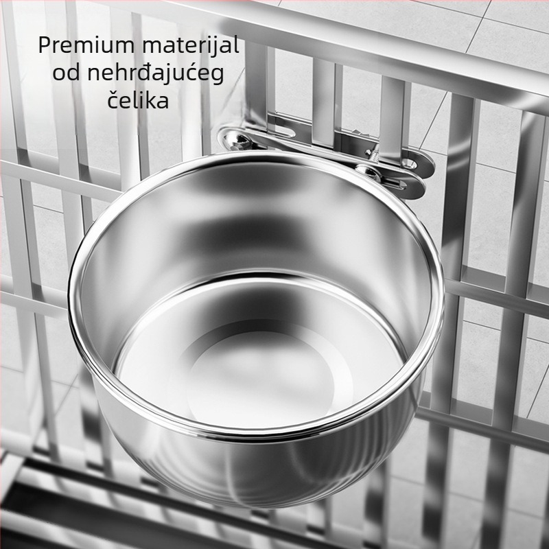 3143 Viseća posuda za hranjenje kućnim ljubimcima od nehrđajućeg čelika, sprječavanje prosipanja, za pse i mačke