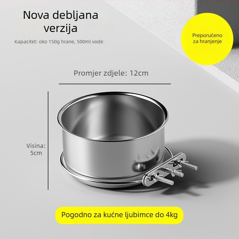 3143 Viseća posuda za hranjenje kućnim ljubimcima od nehrđajućeg čelika, sprječavanje prosipanja, za pse i mačke