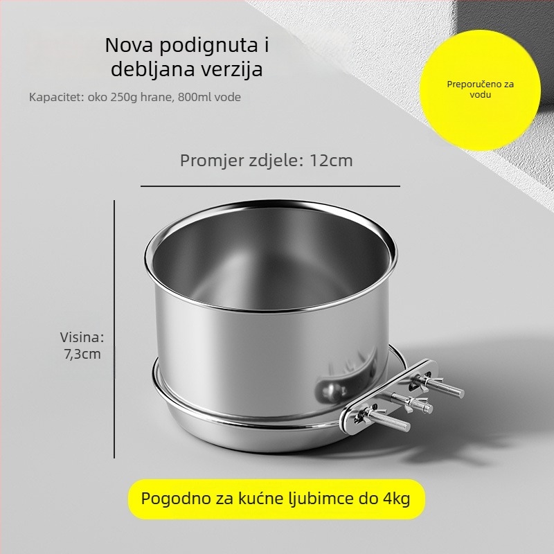 3143 Viseća posuda za hranjenje kućnim ljubimcima od nehrđajućeg čelika, sprječavanje prosipanja, za pse i mačke