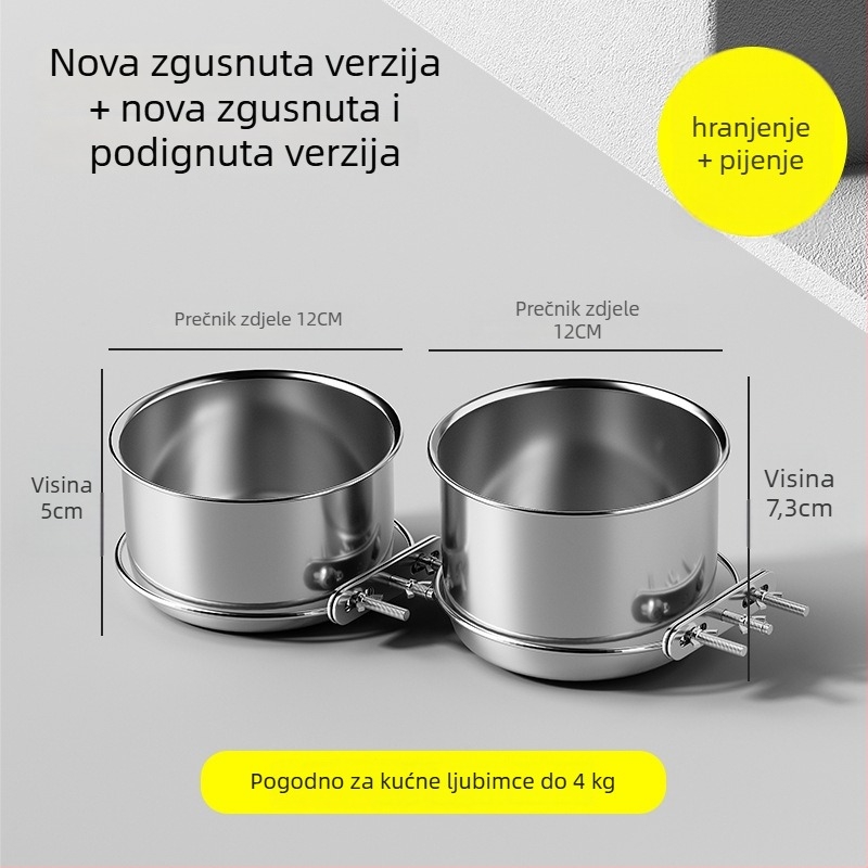 3143 Viseća posuda za hranjenje kućnim ljubimcima od nehrđajućeg čelika, sprječavanje prosipanja, za pse i mačke