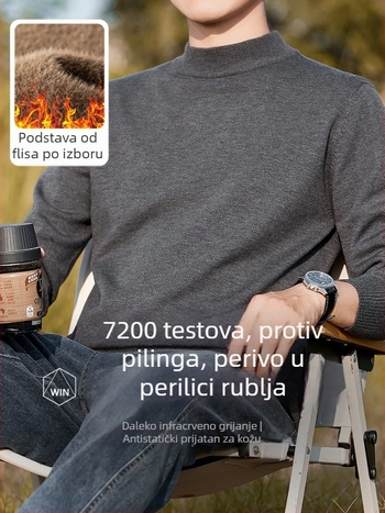 Pleten džemper - uski kroj, poluturtnjak ovratnik, mercerizirana pamuk mješavina s visokom elastičnošću i postojanošću boja, za muškarce