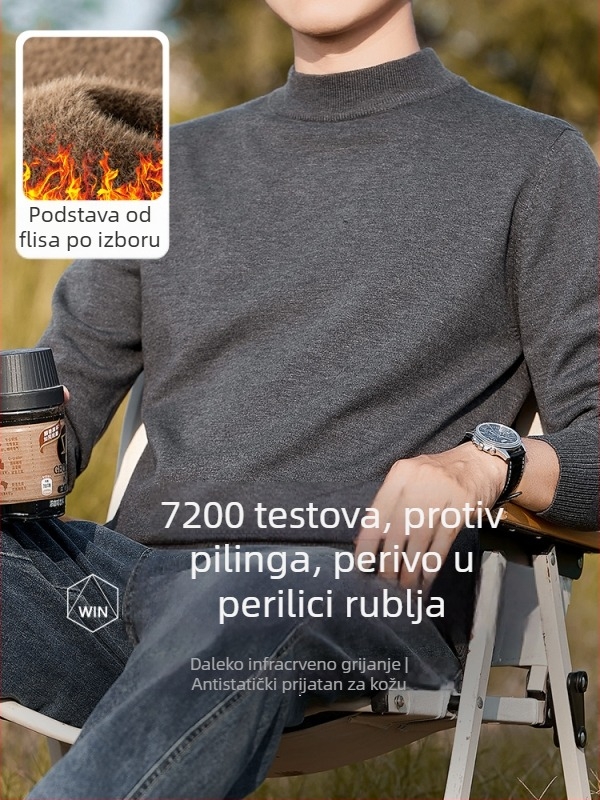 Pleten džemper - uski kroj, poluturtnjak ovratnik, mercerizirana pamuk mješavina s visokom elastičnošću i postojanošću boja, za muškarce