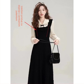 Haljina za dojenje s otvorom za dojenje, silueta sirene, rukavi s laticama, midi duljina, pletena tkanina