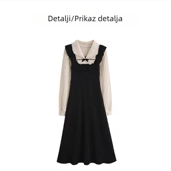 Haljina za dojenje s otvorom za dojenje, silueta sirene, rukavi s laticama, midi duljina, pletena tkanina