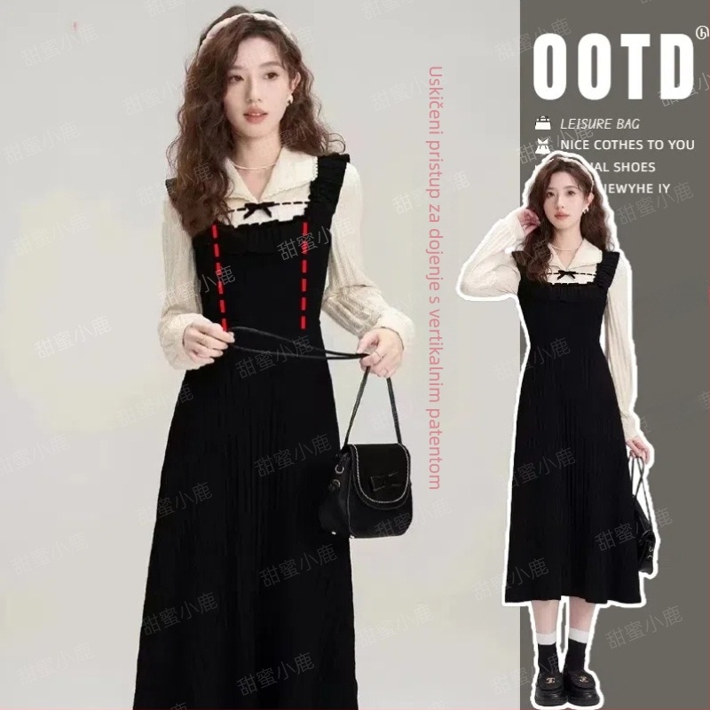 Haljina za dojenje s otvorom za dojenje, silueta sirene, rukavi s laticama, midi duljina, pletena tkanina