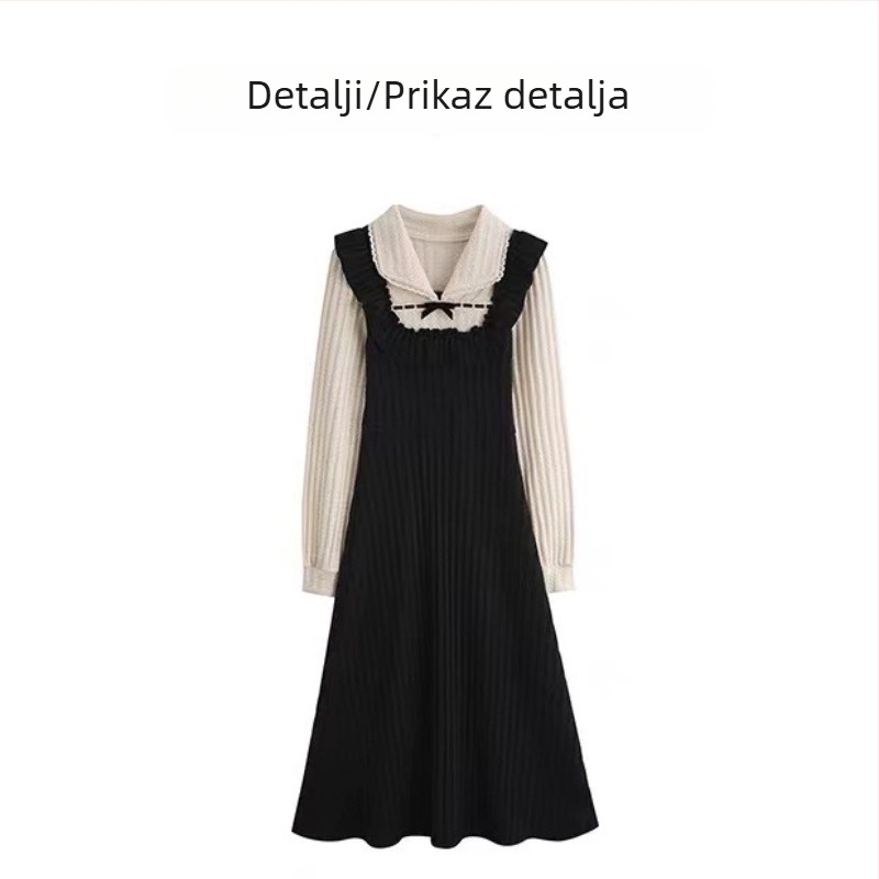 Haljina za dojenje s otvorom za dojenje, silueta sirene, rukavi s laticama, midi duljina, pletena tkanina